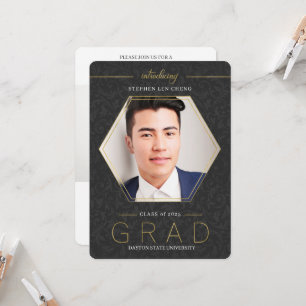 Black Class of YEAR Graduation Photo Invitation
