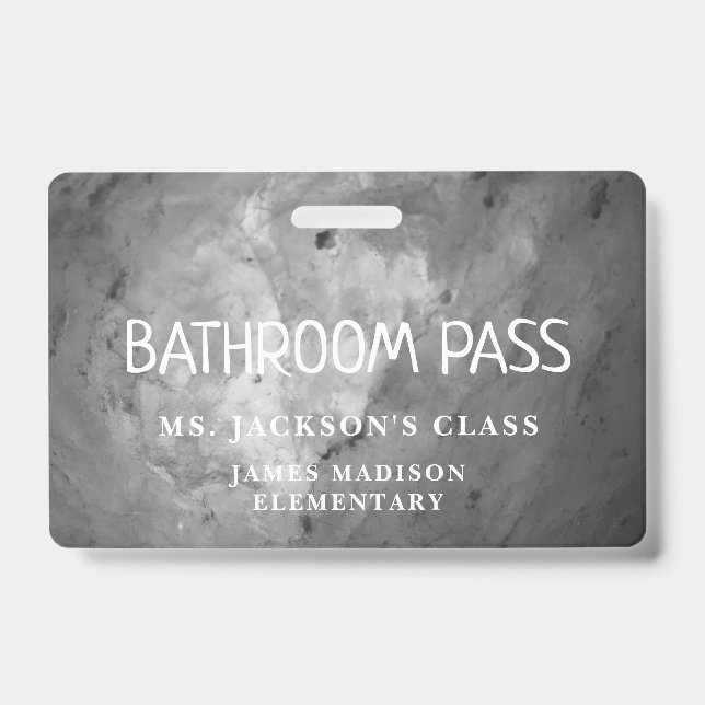 Black Classic Back To School Bathroom Hall Pass ID Badge (Front)