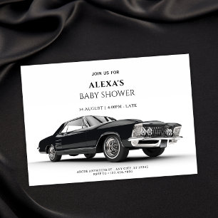 Black Classic Car Baby Shower Invitation
