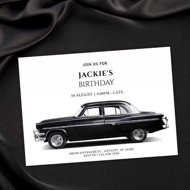 Black Classic Car birthday Invitation (Creator Uploaded)