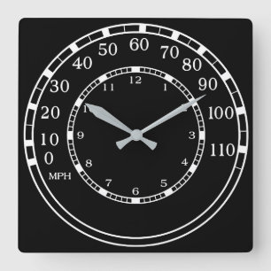 Black Classic Car Speedometer Garage Wall Clock