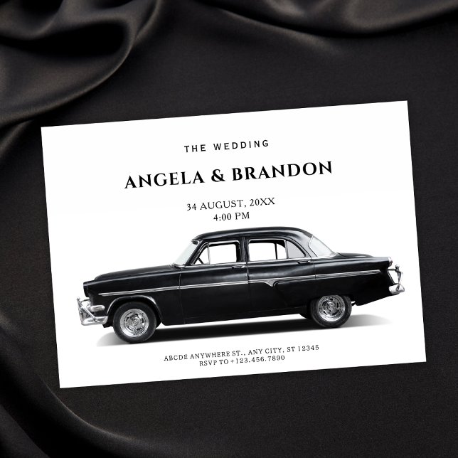 Black Classic Car Wedding Invitation (Creator Uploaded)