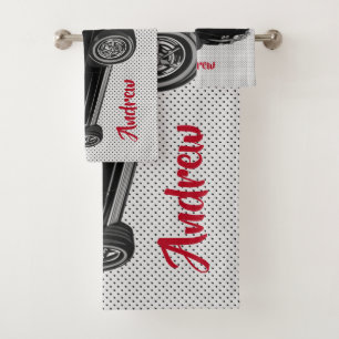 Black Classic Corvette Design Bath Towel Set