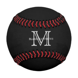 Black Classic Custom Monogram & Name Baseball