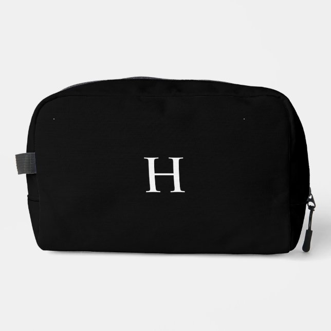 Black Classic Elegant Monogram Toiletry Dopp Kit (Front)