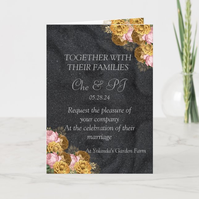 Black Classic Elegant Wedding Invitation (Front)