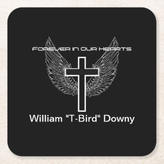 Black Classic Forever in Our Heart  Square Paper Coaster