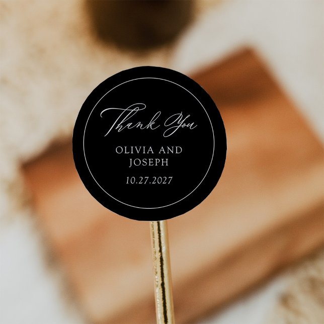Black | Classic Italian Elegance Wedding Classic Round Sticker (Creator Uploaded)