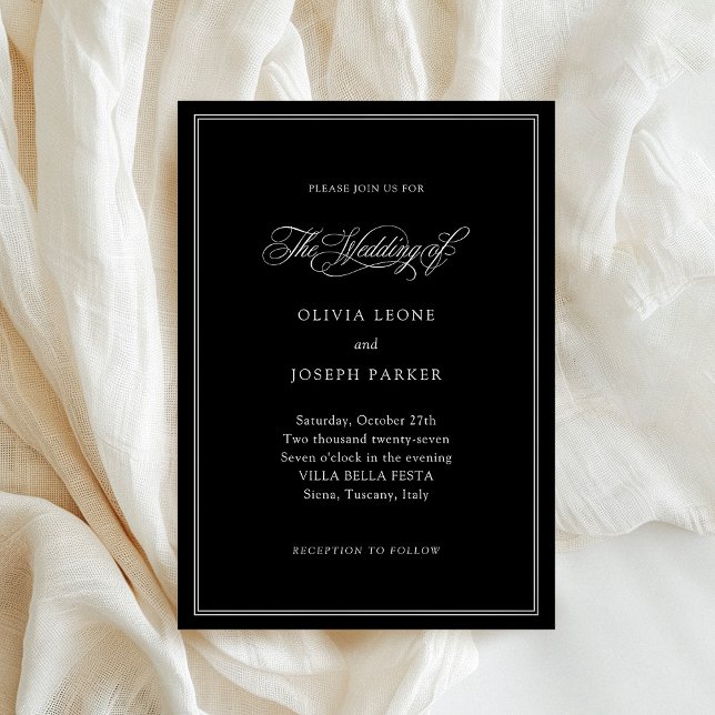 Black | Classic Italian Elegance Wedding Invitation (Creator Uploaded)
