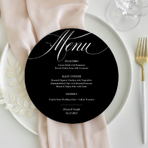 Black Classic Italian Elegance Wedding Menu
