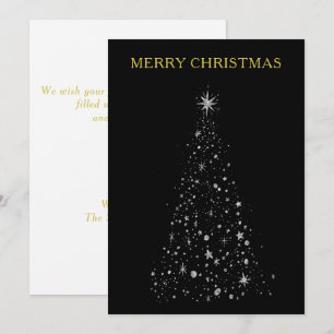 Black Classic Minimalist Sparkle Christmas Tree Holiday Card