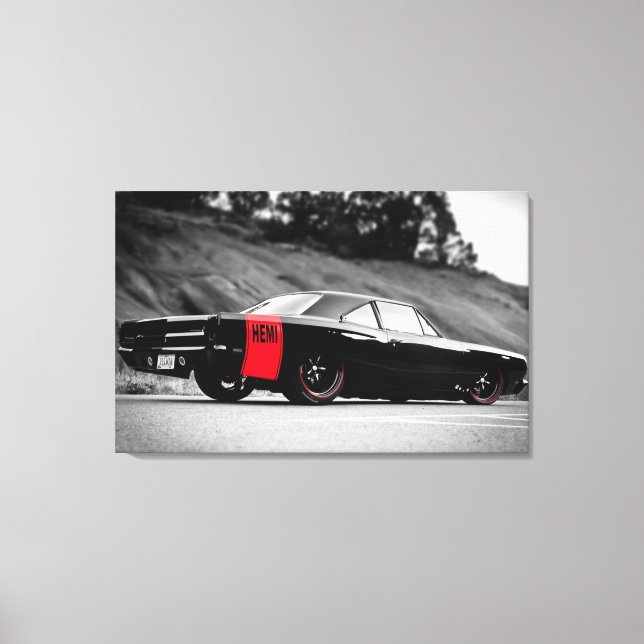 Black Classic Muscle Car Canvas Print (Front)