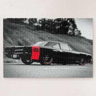 Black Classic Muscle Car Jigsaw Puzzle