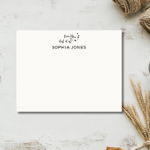 Black Classic Paw Print Stationery Note Card