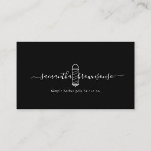 Black Classic Simple barber pole hair salon Business Card