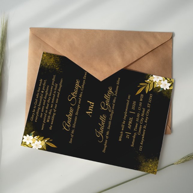 Black Classic Simple Modern Elegant Wedding Photo Invitation (Creator Uploaded)