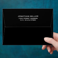 Black Classic Typography Back Flap Return Address