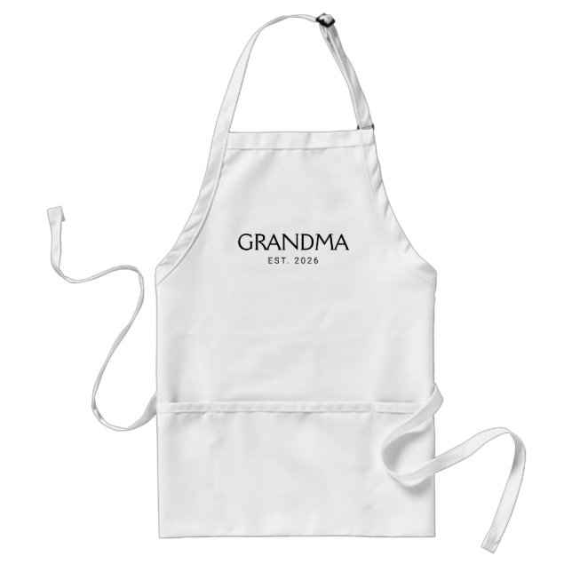 Black Classic Typography Grandma Established Standard Apron (Front)