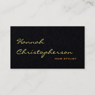 Black Classical Handwritten Hair Stylist Plain Business Card