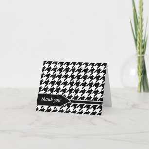 Black Classy Houndstooth Thank You cards