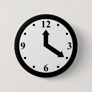 Black Clock 6 Cm Round Badge