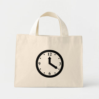 Black Clock Mini Tote Bag