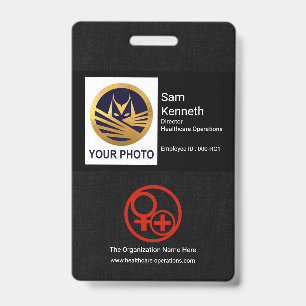 Black Cloth Texture Photo Template Healthcare ID Badge