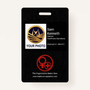 Black Cloth Texture Photo Template Healthcare ID Badge