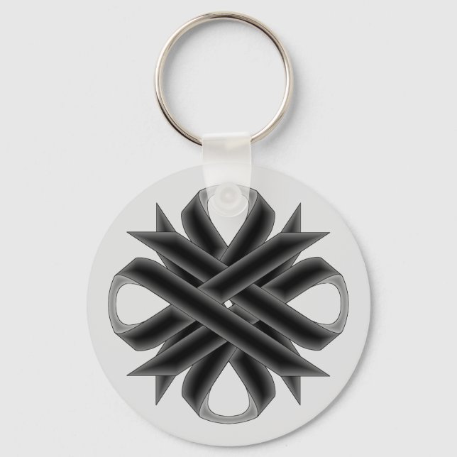 Black Clover Ribbon by Kenneth Yoncich Key Ring (Front)