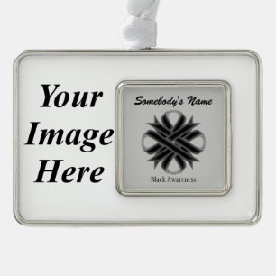 Black Clover Ribbon Tmpl (H-I) by Kenneth Yoncich Silver Plated Framed Ornament