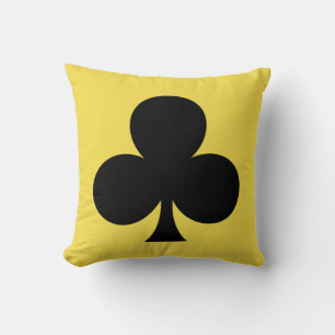 Black Clovers Clubs Suit Poker Game Cushion