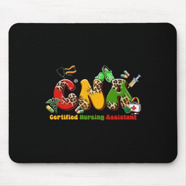 Black Cna Graduation Certified Nursing Istant Blac Mouse Mat (Front)