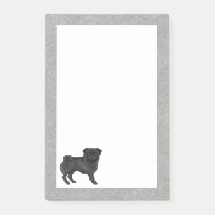Black Coat Colour Pug Mops Dog Breed Design Grey Post-it Notes