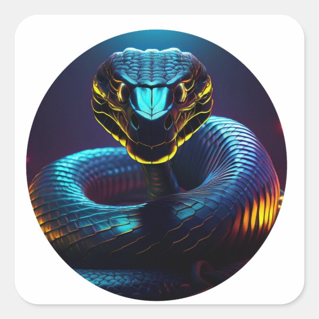 black Cobra Snake In Your Face Square Sticker (Front)