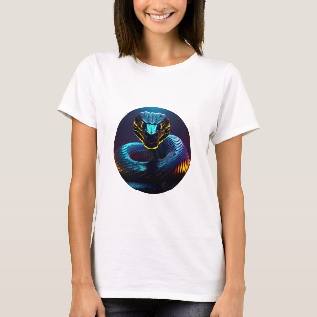 black Cobra Snake In Your Face T-Shirt (Front)
