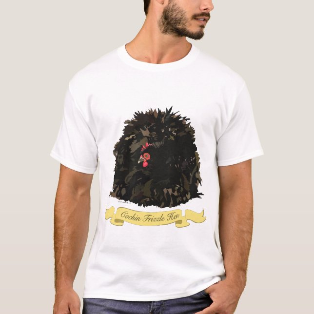 Black Cochin Frizzle Chicken T-Shirt (Front)