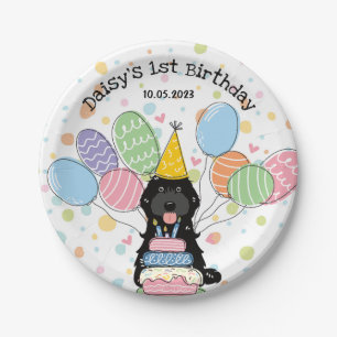 Black Cockapoo Cavapoo Dog Birthday Paper Plate