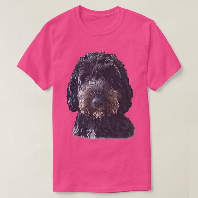 Black Cockapoo Doodle Dog  T-Shirt (Design Front)