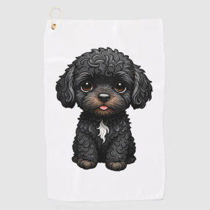 Black Cockapoo Golf Towel