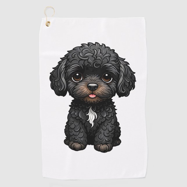Black Cockapoo Golf Towel (Front)