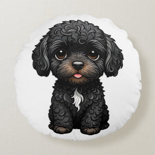 Black Cockapoo Round Cushion