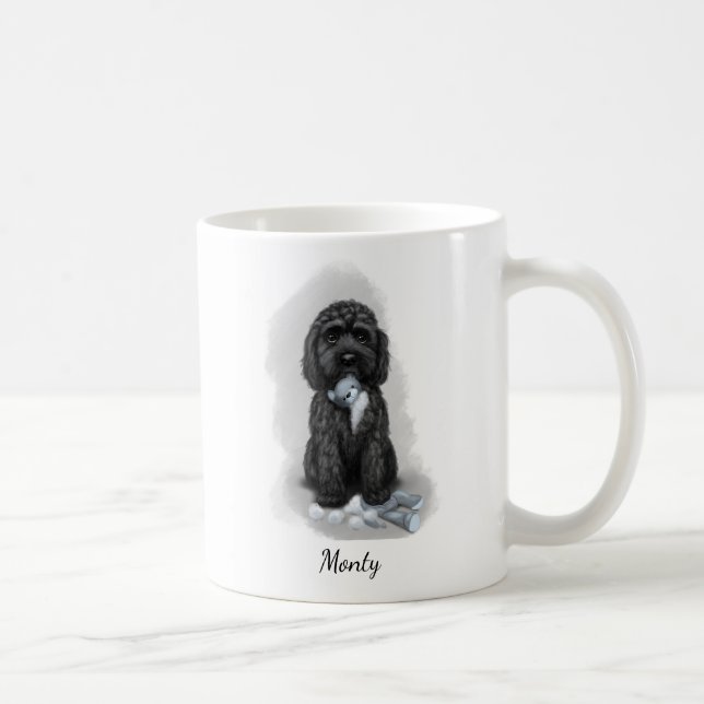 Black Cockapoo "The Teddy is Defeated" Coffee Mug (Right)