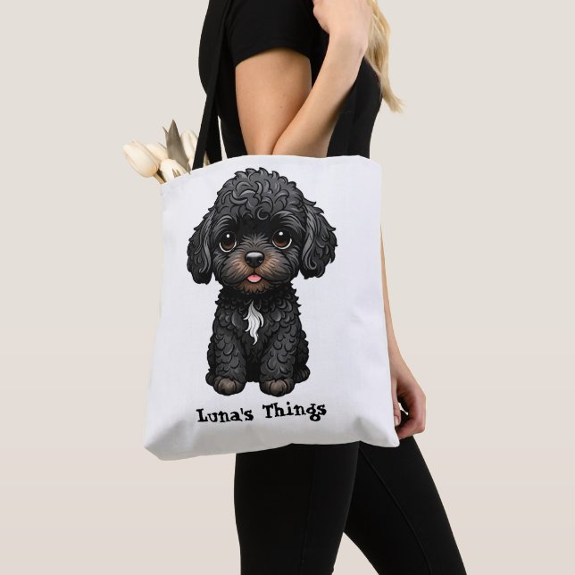 Black Cockapoo Tote Bag (Close Up)