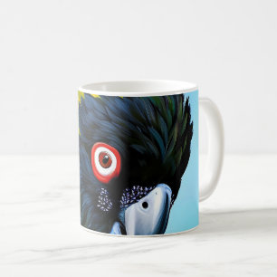 Black cockatoo with yellow feathers  coffee mug