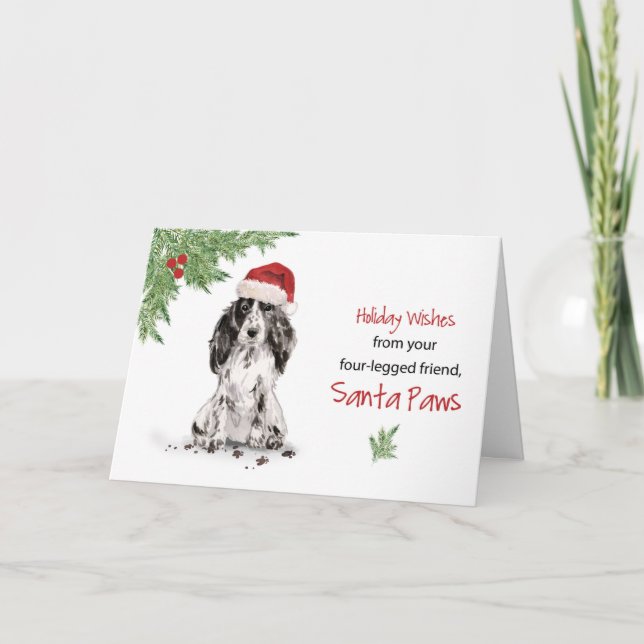 Black Cocker Spaniel Christmas From Dog in Funny Card (Front)