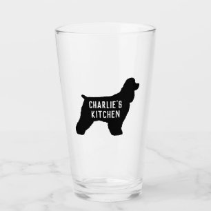 Black Cocker Spaniel Dog Silhouette Personalised Glass