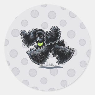 Black Cocker Spaniel Play Classic Round Sticker