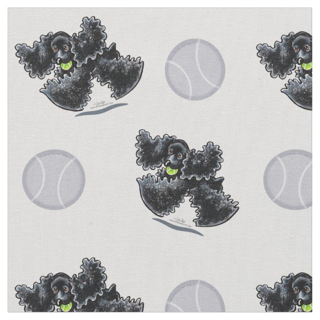 Black Cocker Spaniel Playtime Silver Fabric (Close Up)