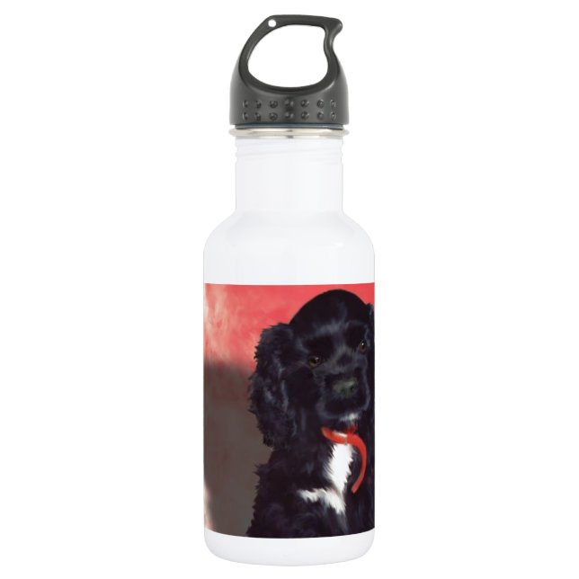 Black Cocker Spaniel Puppy - Abby 532 Ml Water Bottle (Front)