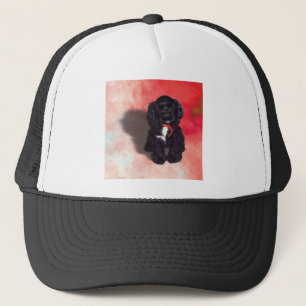 Black Cocker Spaniel Puppy - Abby Trucker Hat